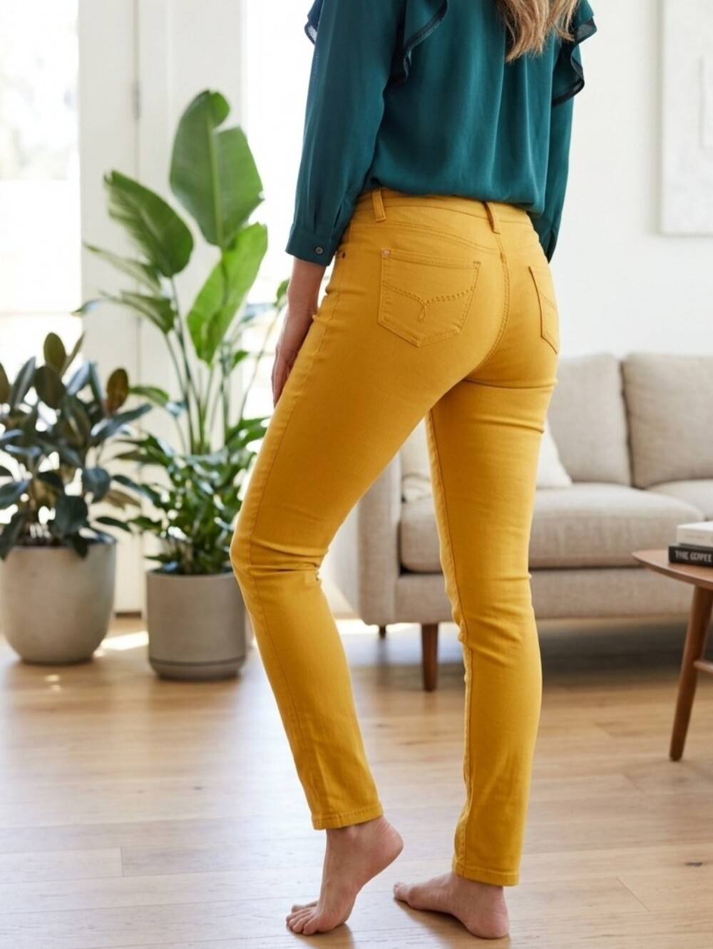 YMI Hyperstretch Mid Rise Skinny Pants Mustard Yellow Size 2 or 12 Jr